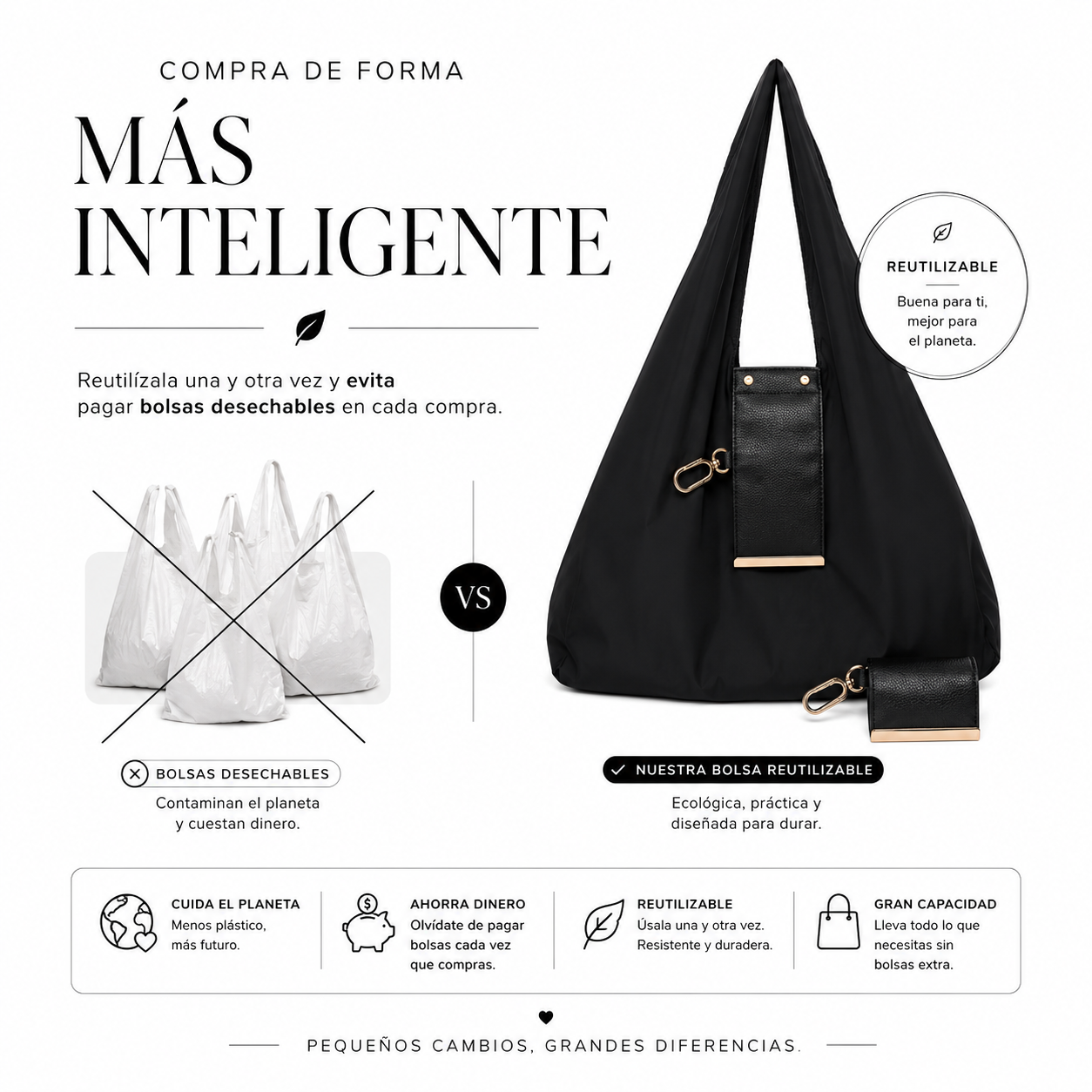 Plegora™ — Bolsa Plegable Reutilizable
